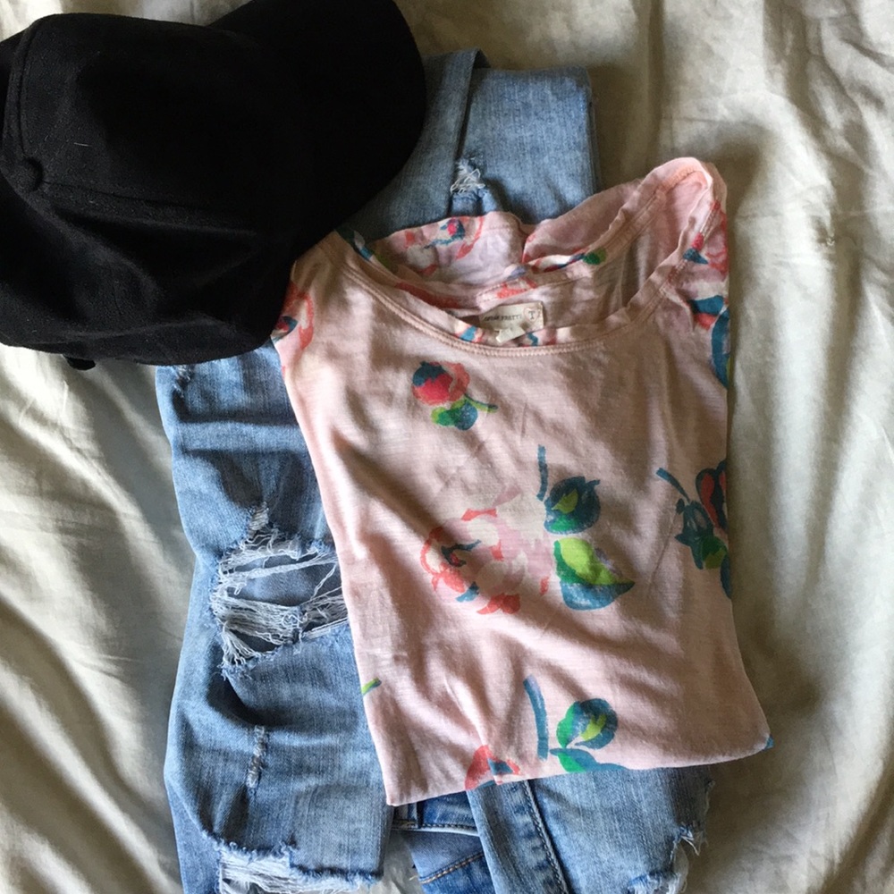 Cute, light, pink & floral tee from Aerie